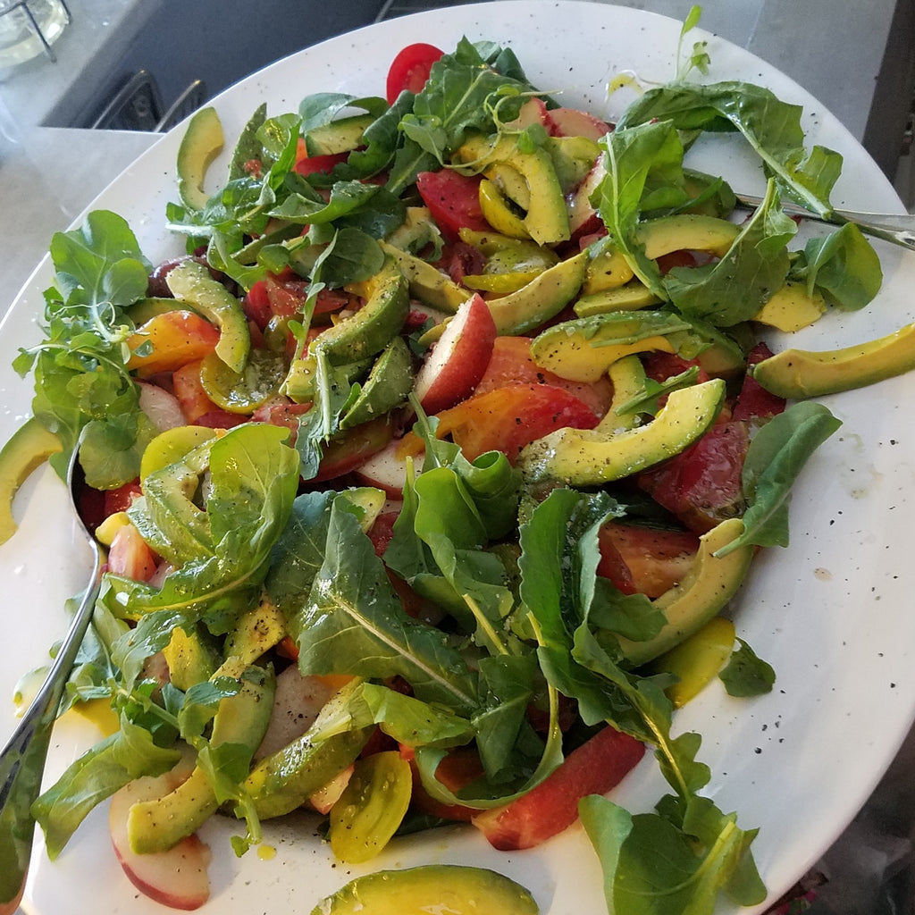 Heirloom Tomato Salad with Nectarines, Avocado and Arugula